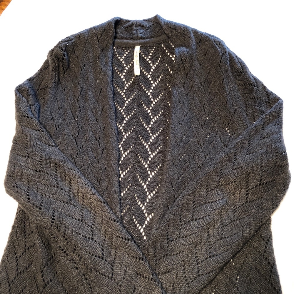 Leo & Nicole Lacy Pointelle Knit Duster/Cardigan